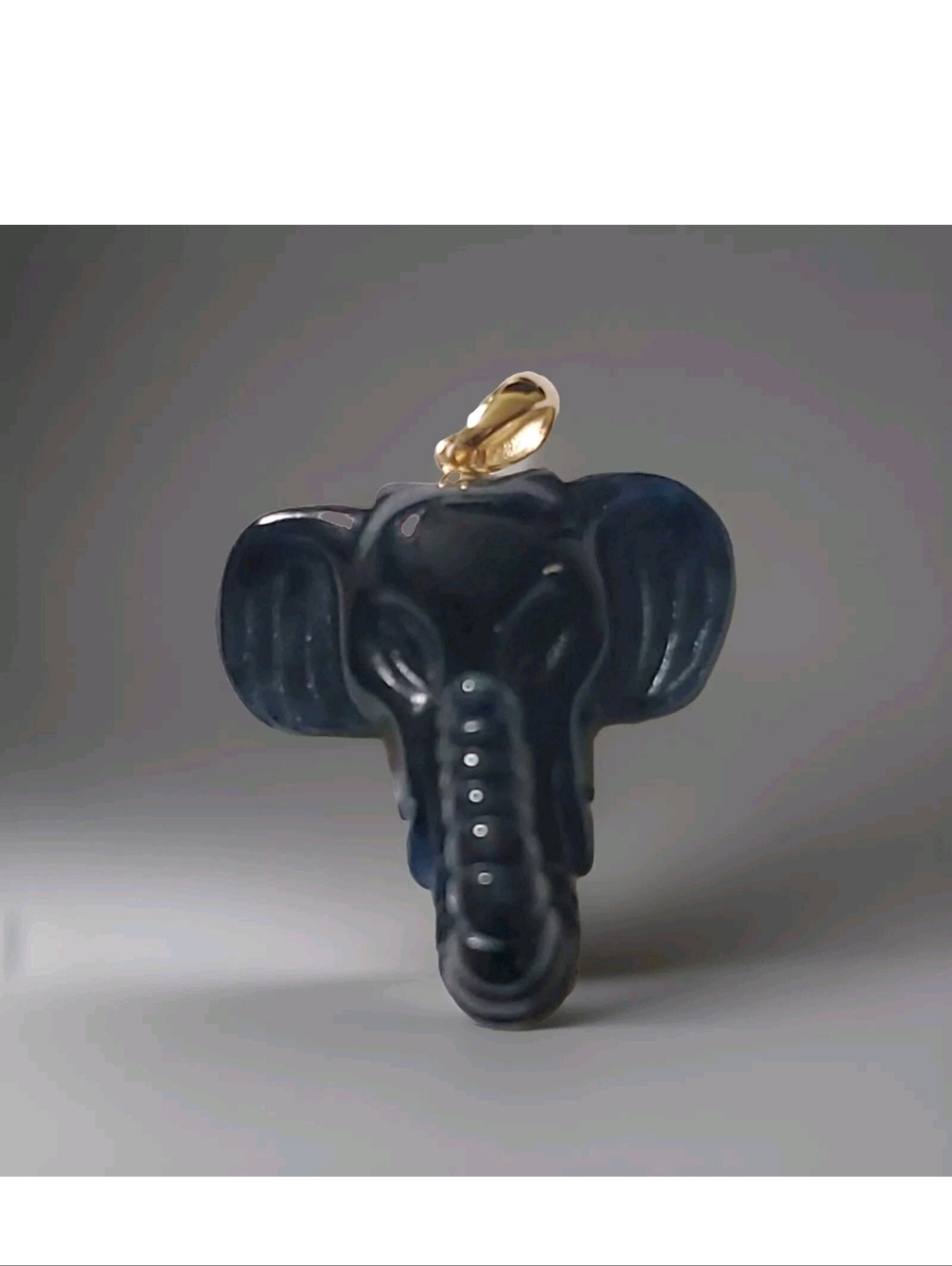 Certified 10 K Jadeite Elephant Pendant With 14k Yellow Gold Plated Chain